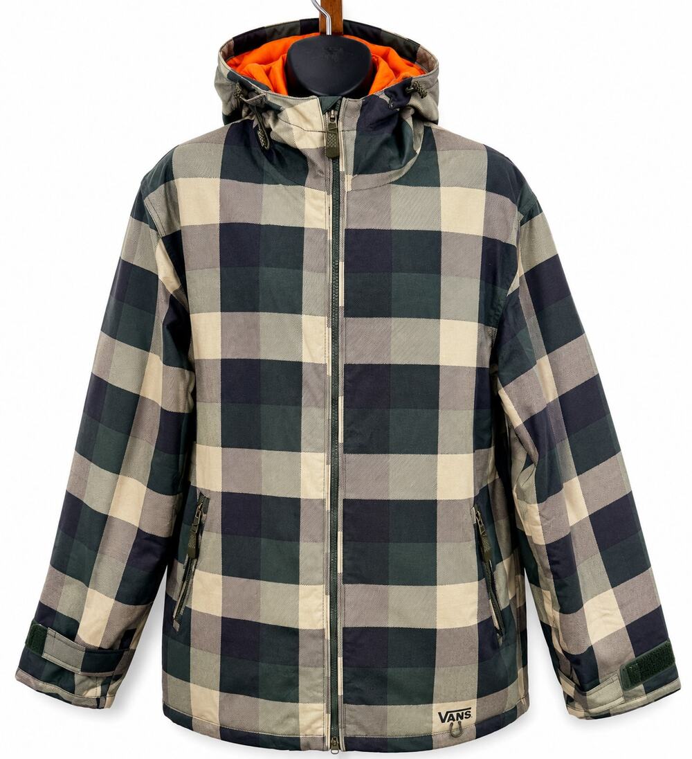 Vans Snow Men's Medium Insulated Plaid Snowboard Ski Jacket Hooded Vintage Style